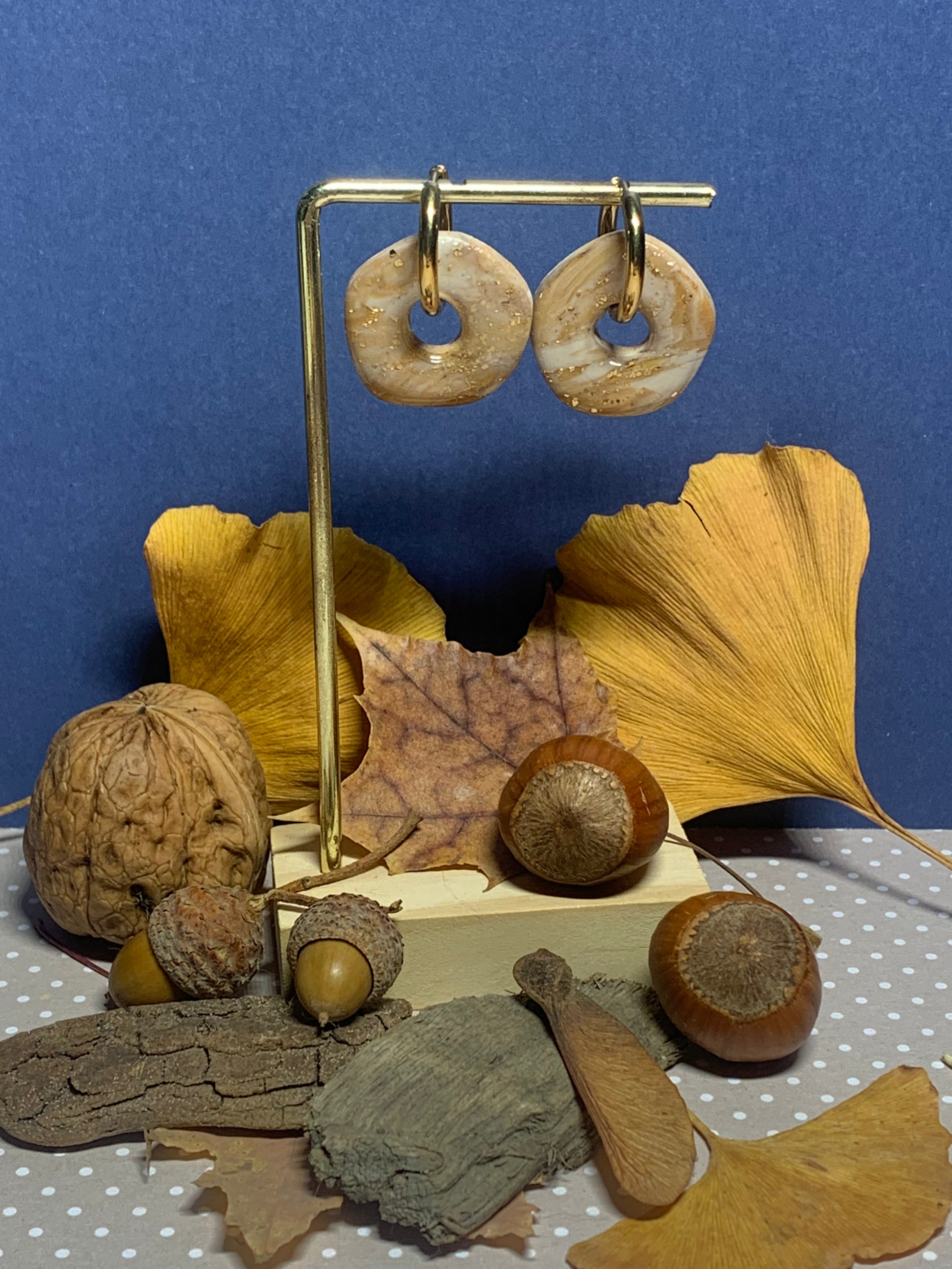 Parfums d'Automne - Créoles Exago Beige & Or